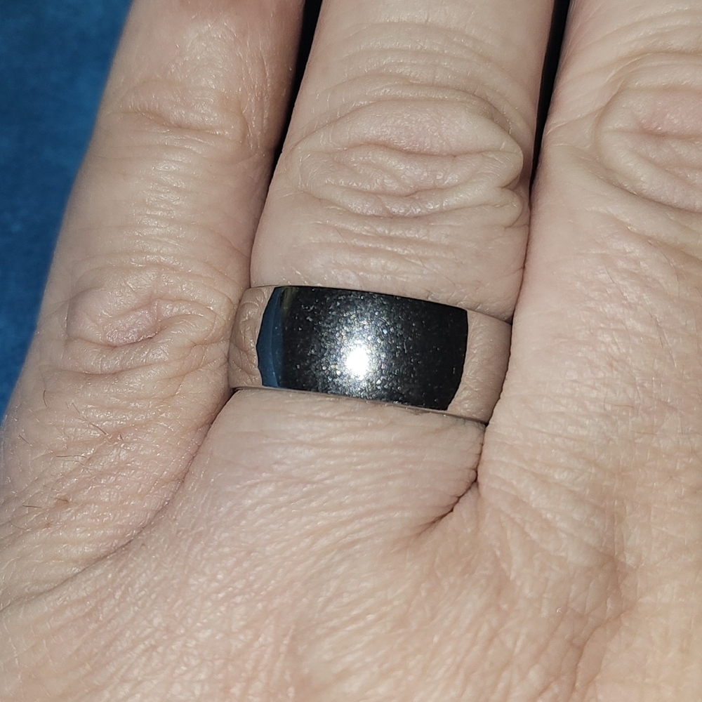 Sz 9, Unisex Titanium Cigar Band, PVD Coated with 8K White Gold, NWT